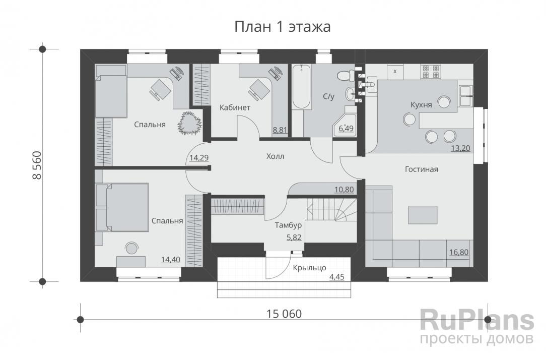 Проект дома 13 на 15