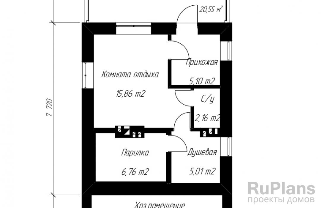 Баня 5 на 4 из бруса с мансардой 010БББО100