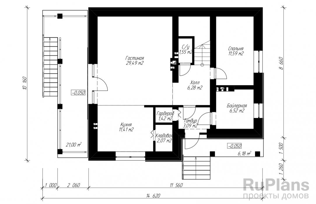 Rg3919 - Проект коттеджа из керамоблока