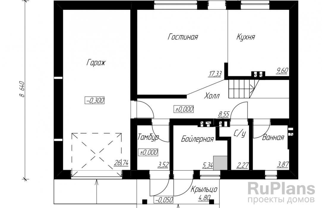 Rg4856 - Проект уютного одноэтажного дома с мансардой