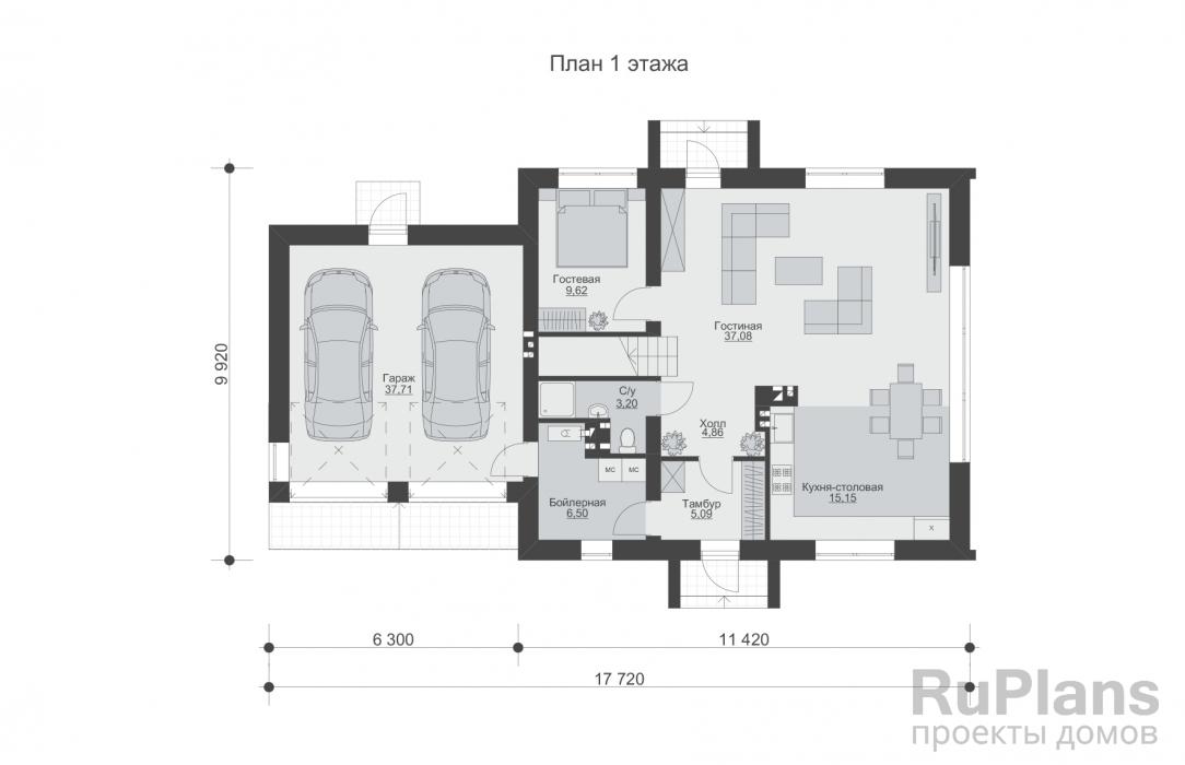 Rg4996 - Проект одноэтажного жилого дома с мансардой в скандинавском стиле