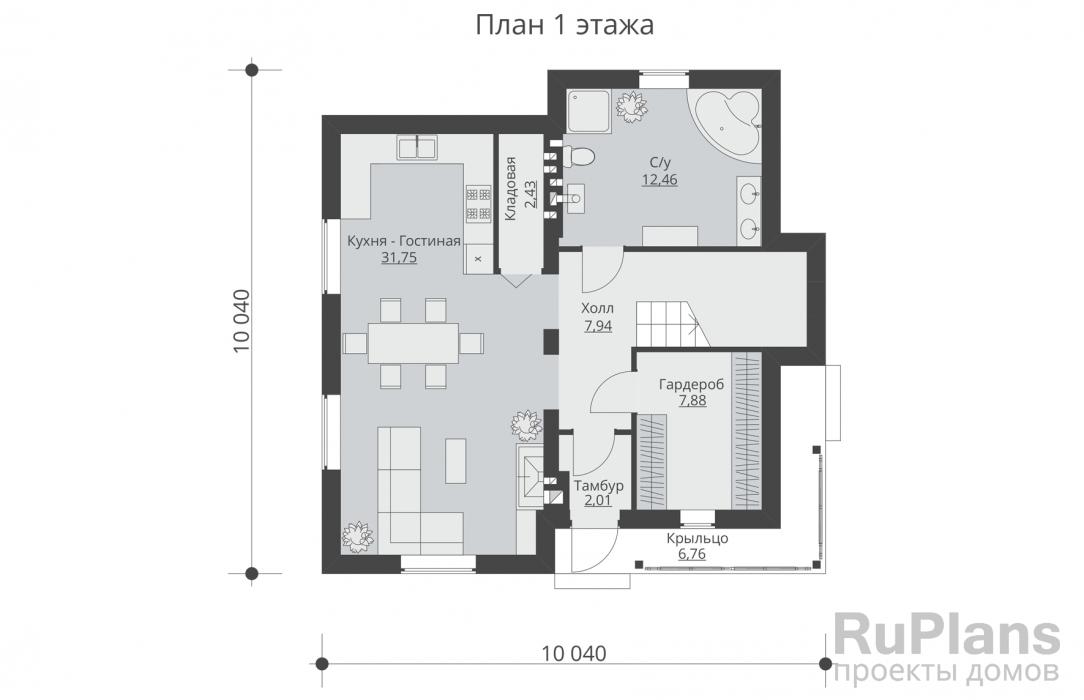 Rg5025 - Проект небольшого уютного одноэтажного дома с мансардой