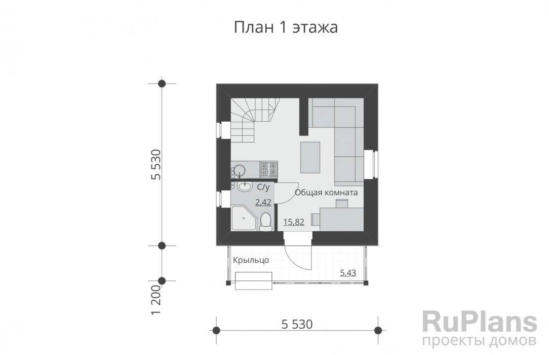 Rg5140 - Одноэтажный дом с подвалом, мансардой, крыльцом и балконом