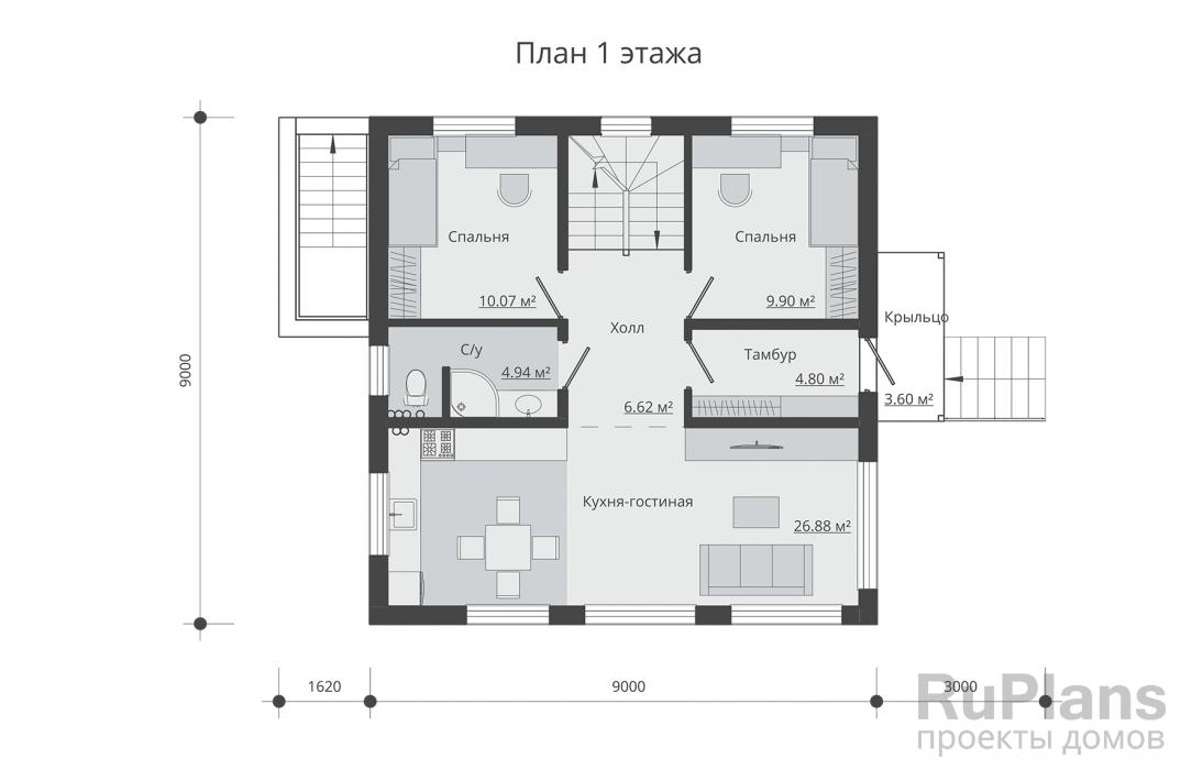 Rg5203 - Одноэтажный дом с подвалом и мансардой