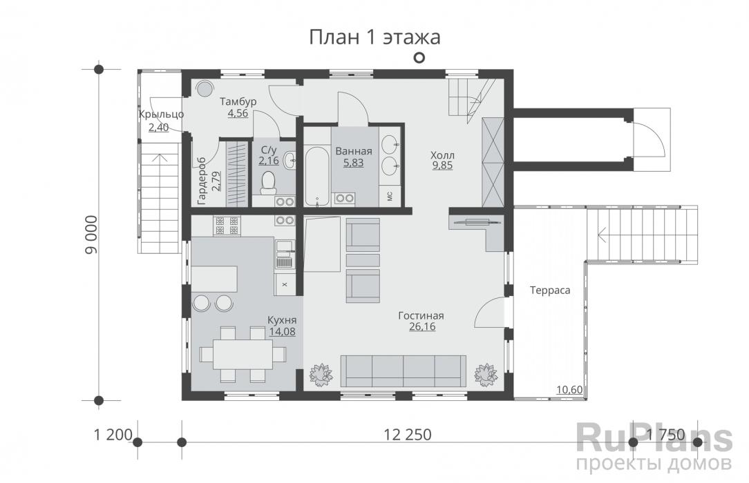 Rg5414 - Двухэтажный дом с подвалом и террасой