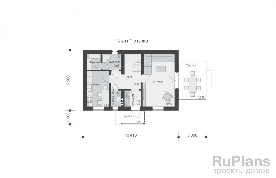 Rg5549 - Проект одноэтажного дома с мансардой