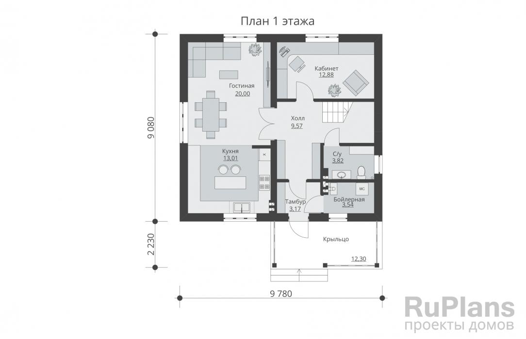 Rg5573 - Одноэтажный жилой дом с мансардой