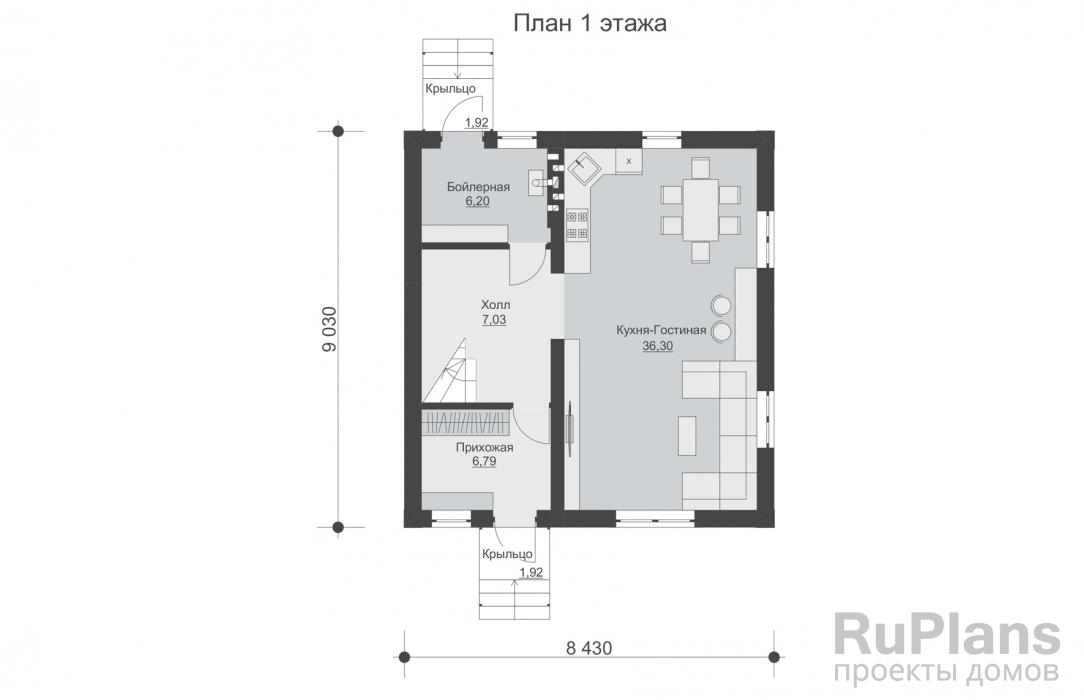 Rg5695 - Одноэтажный жилой дом с мансардой