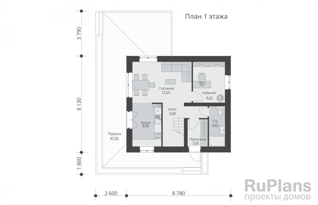 Rg5819 - Проект двухэтажного дома с террасой