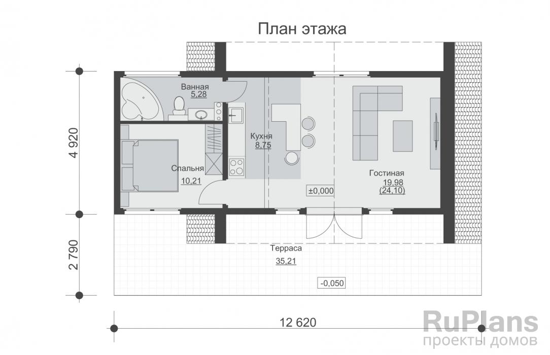 Rg6370 - Одноэтажный дом с просторной гостиной и террасой