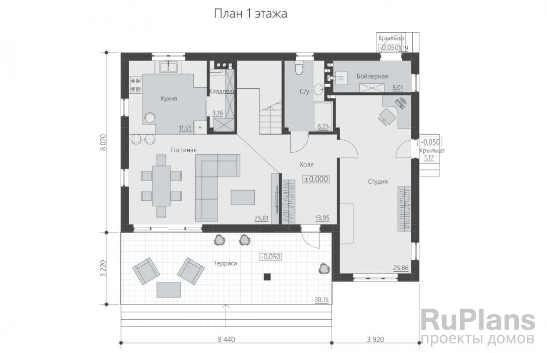 Rg6381 - Двухэтажный дом с террасой и студией