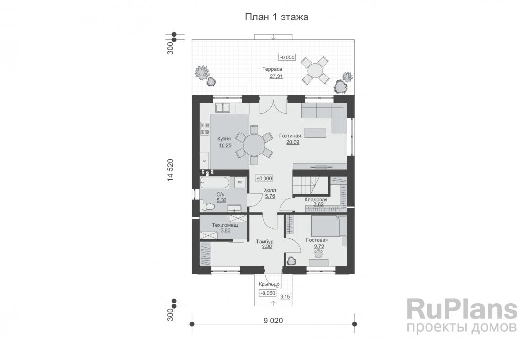 Rg6411 - Двухэтажный дом с террасой, тремя спальнями и вторым светом